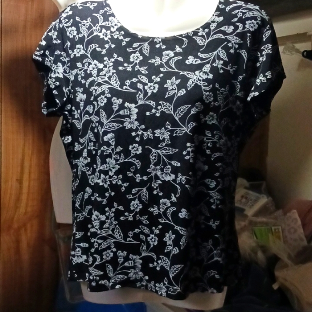 FINAL PRICE before donate! Briggs New York Silky Sexy Short Sleeve Top Sz M
